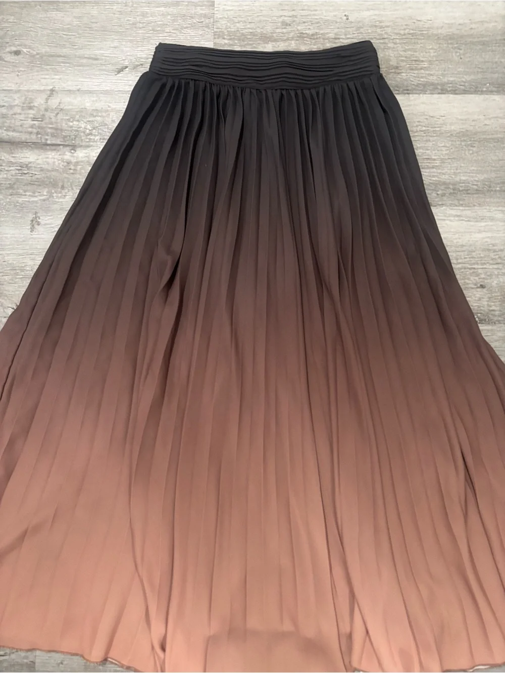 WD.NY Brown to Black Ombre Pleated Maxi Skirt